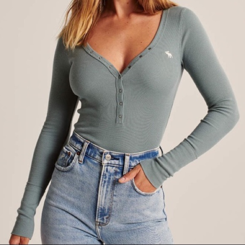 Abercrombie Icon Henley - Light Blue